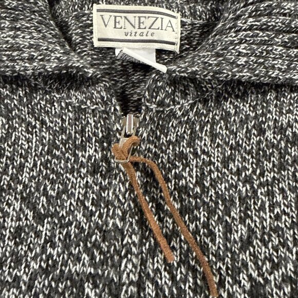 Venezia Vitale Knitted Cardigan - Medium - Black White Zip Up - Picture 4 of 9